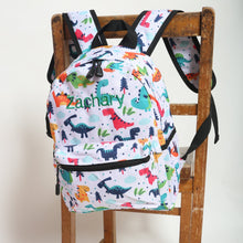 Load image into Gallery viewer, Personalised Dinosaur Patterned Children&#39;s Backpack
