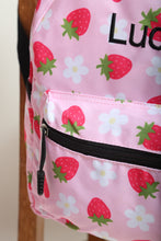 Load image into Gallery viewer, Personalised Strawberry Daisy Patterned Children&#39;s Backpack
