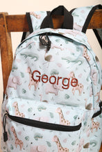 Load image into Gallery viewer, Personalised Safari Patterned Children&#39;s Backpack
