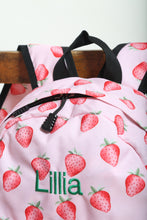 Load image into Gallery viewer, Personalised Strawberry Patterned Children&#39;s Backpack
