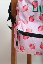 Load image into Gallery viewer, Personalised Strawberry Patterned Children&#39;s Backpack
