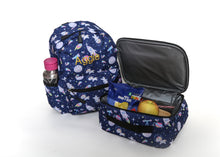 Load image into Gallery viewer, Personalised Unicorn Patterned Children&#39;s Backpack + Lunch Box Bag Set
