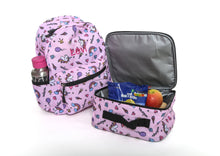 Load image into Gallery viewer, Personalised Unicorn Patterned Children&#39;s Backpack + Lunch Box Bag Set
