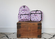 Load image into Gallery viewer, Personalised Unicorn Patterned Children&#39;s Backpack + Lunch Box Bag Set
