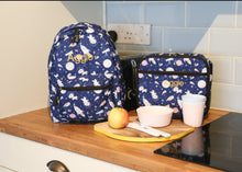 Load image into Gallery viewer, Personalised Unicorn Patterned Children&#39;s Backpack + Lunch Box Bag Set
